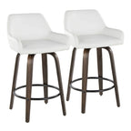 Porch & Den Galotti 26 Fixed-Height Counter Stool with Bent Wood Legs & Round Footrest (Set of 2)