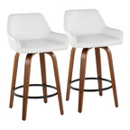 Porch & Den Galotti 26 Fixed-Height Counter Stool with Bent Wood Legs & Round Footrest (Set of 2)