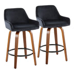 Porch & Den Galotti 26 Fixed-Height Counter Stool with Bent Wood Legs & Round Footrest (Set of 2)