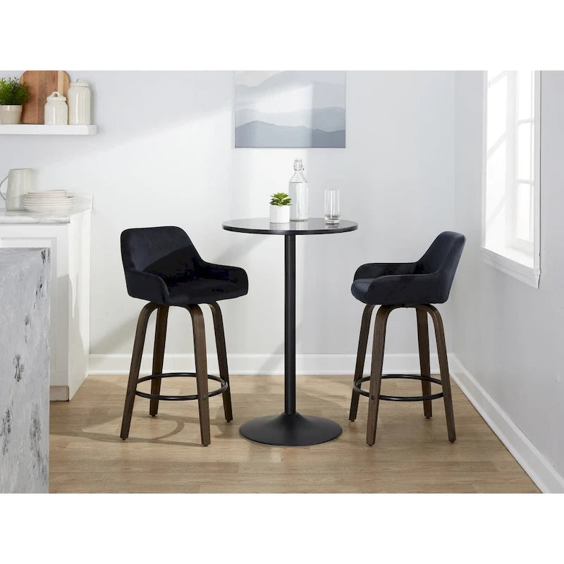 Porch & Den Galotti 26 Fixed-Height Counter Stool with Bent Wood Legs & Round Footrest (Set of 2)