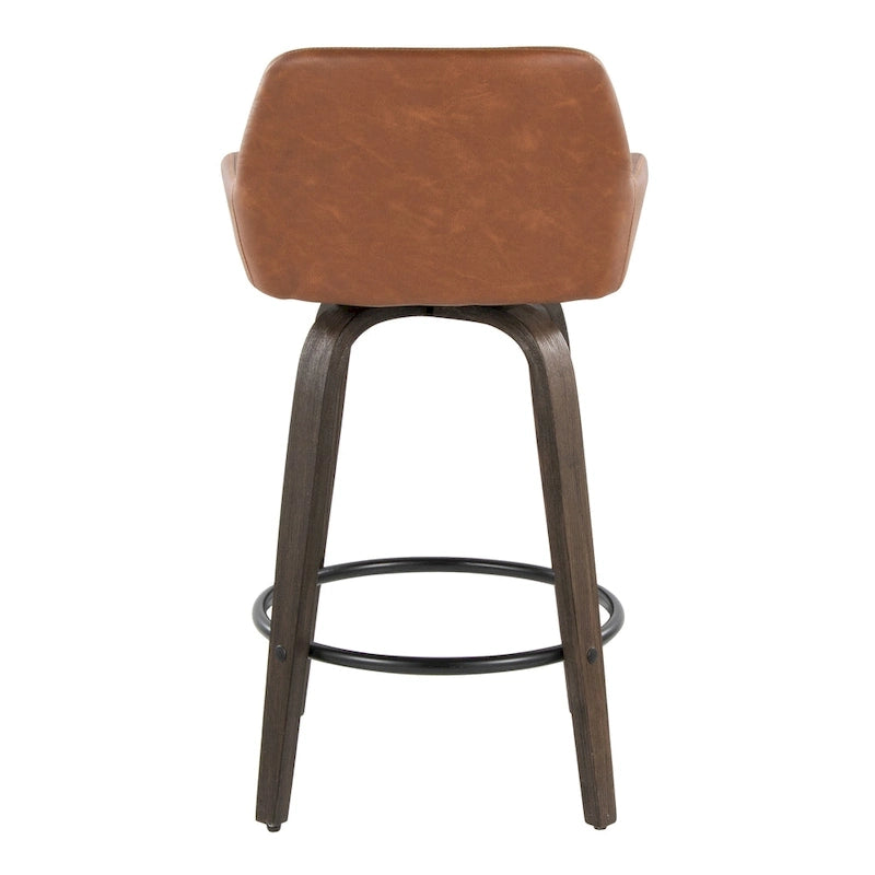 Porch & Den Galotti 26 Fixed-Height Counter Stool with Bent Wood Legs & Round Footrest (Set of 2)