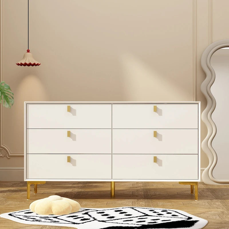 Dresser Modern Dresser for Bedroom, 6 Drawer Double Dresser Sideboard