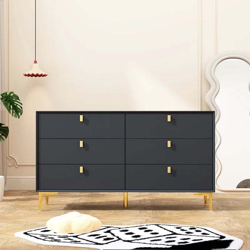 Dresser Modern Dresser for Bedroom, 6 Drawer Double Dresser Sideboard