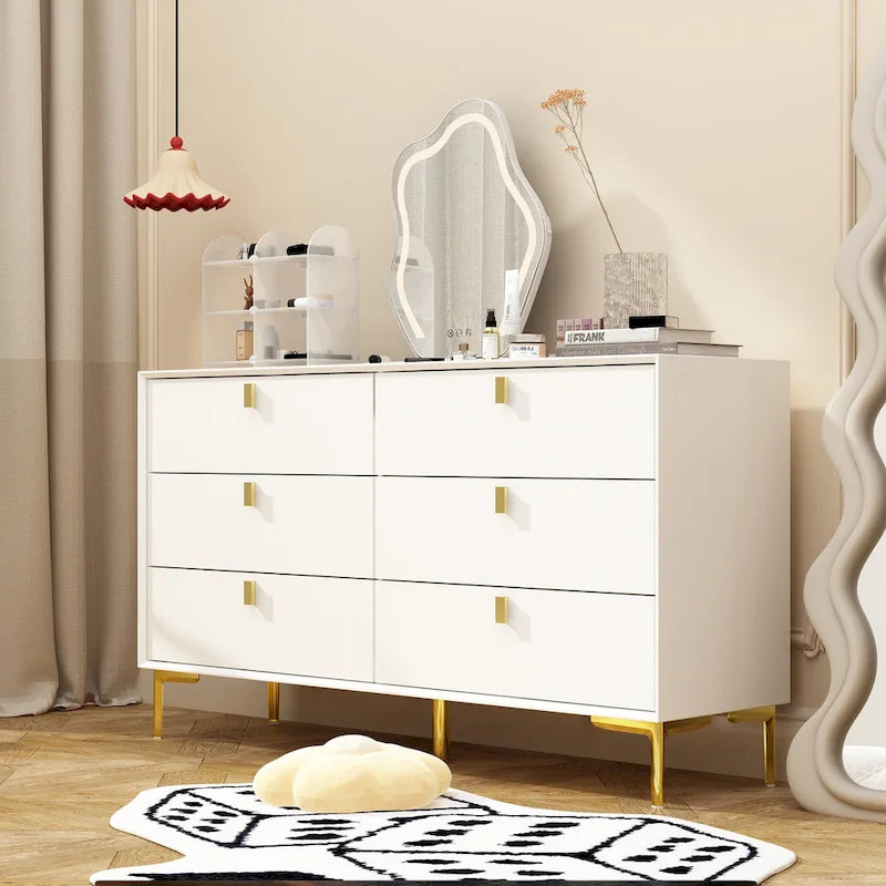 Dresser Modern Dresser for Bedroom, 6 Drawer Double Dresser Sideboard