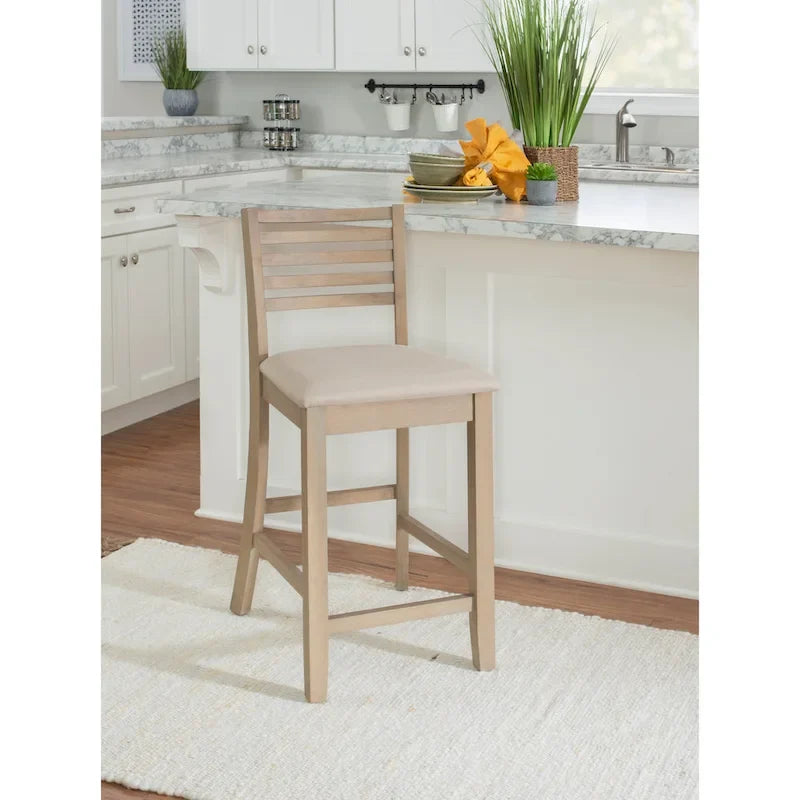Linon Piedmont Faux Leather/Fabric 24-Inch Ladder Back Counter Stool