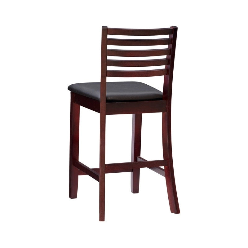 Linon Piedmont Faux Leather/Fabric 24-Inch Ladder Back Counter Stool