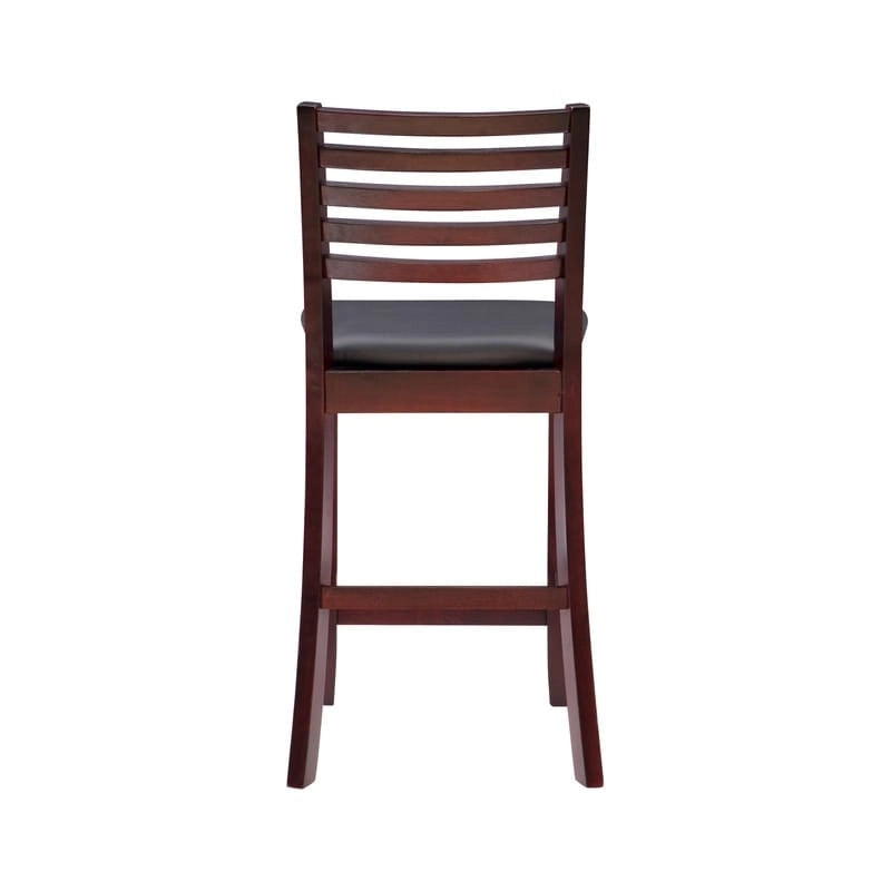 Linon Piedmont Faux Leather/Fabric 24-Inch Ladder Back Counter Stool