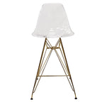 LeisureMod Cresco Acrylic Barstool with Gold Chrome Base and Footrest