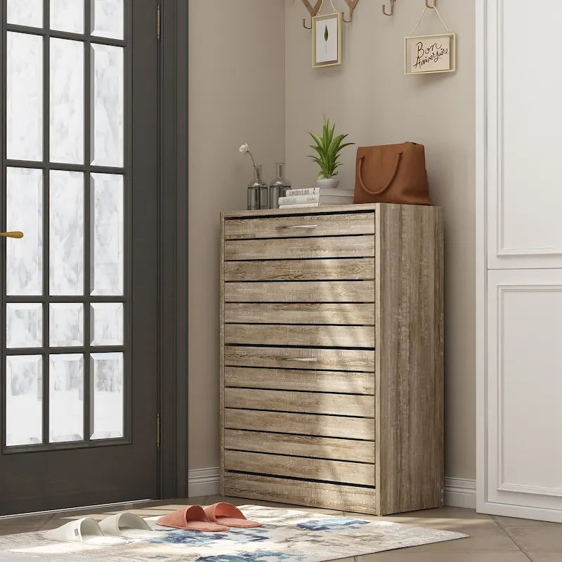 FUFU&GAGA 2 Tiers Shoe Rack Cabinet Shoe Cabinet Space-Saving