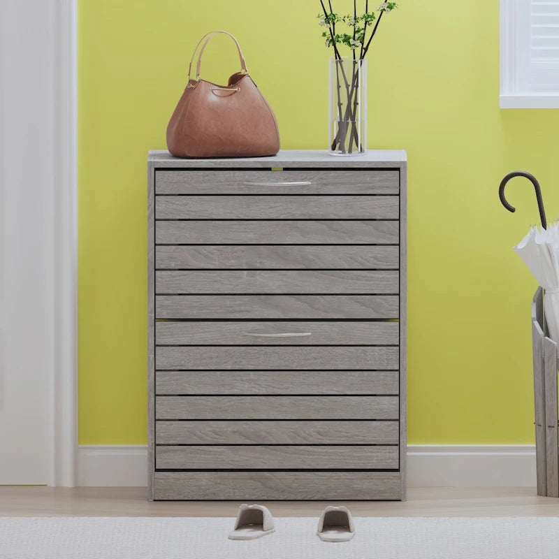 FUFU&GAGA 2 Tiers Shoe Rack Cabinet Shoe Cabinet Space-Saving