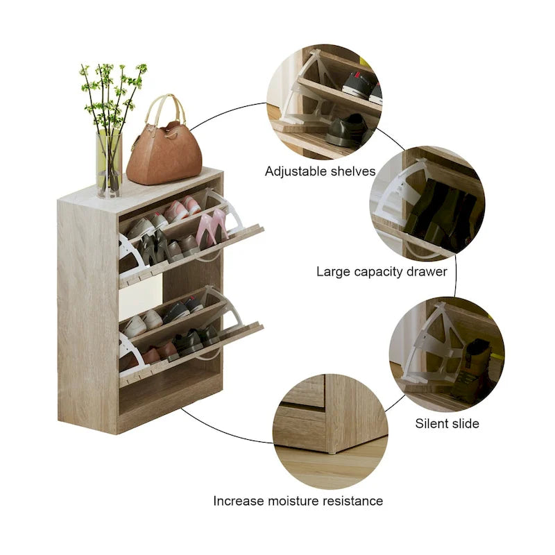 FUFU&GAGA 2 Tiers Shoe Rack Cabinet Shoe Cabinet Space-Saving