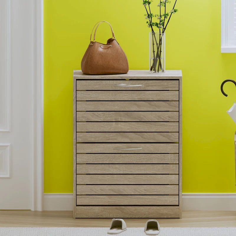 FUFU&GAGA 2 Tiers Shoe Rack Cabinet Shoe Cabinet Space-Saving