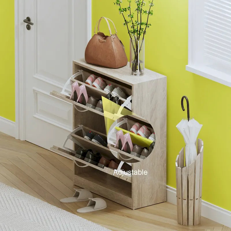 FUFU&GAGA 2 Tiers Shoe Rack Cabinet Shoe Cabinet Space-Saving