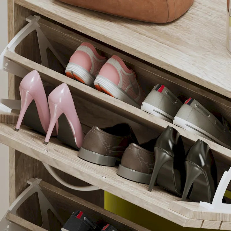 FUFU&GAGA 2 Tiers Shoe Rack Cabinet Shoe Cabinet Space-Saving