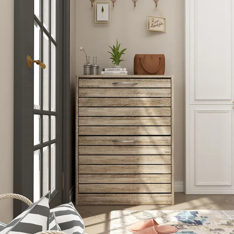 FUFU&GAGA 2 Tiers Shoe Rack Cabinet Shoe Cabinet Space-Saving