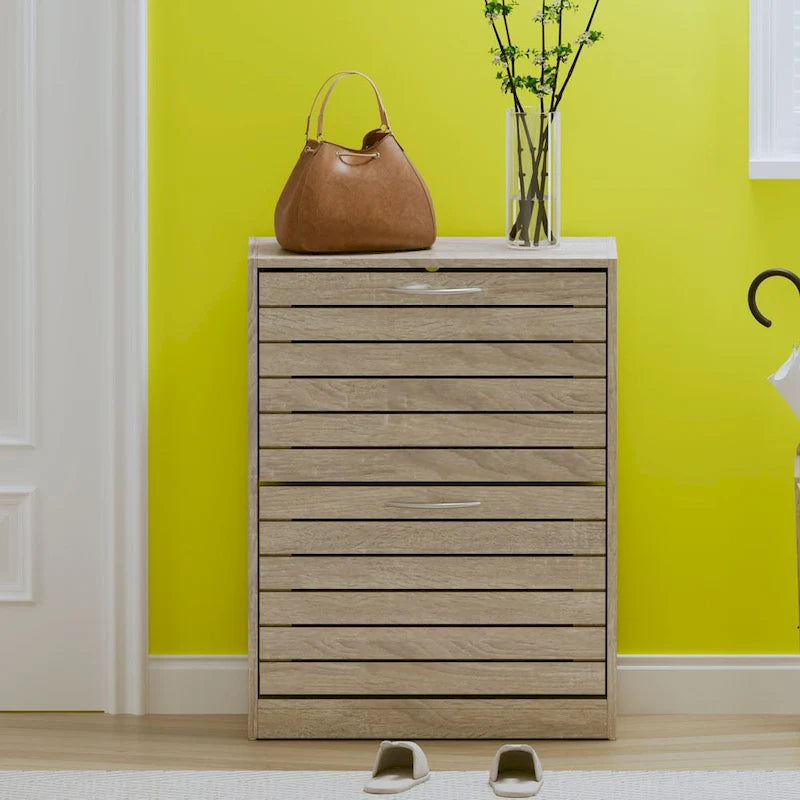 FUFU&GAGA 2 Tiers Shoe Rack Cabinet Shoe Cabinet Space-Saving