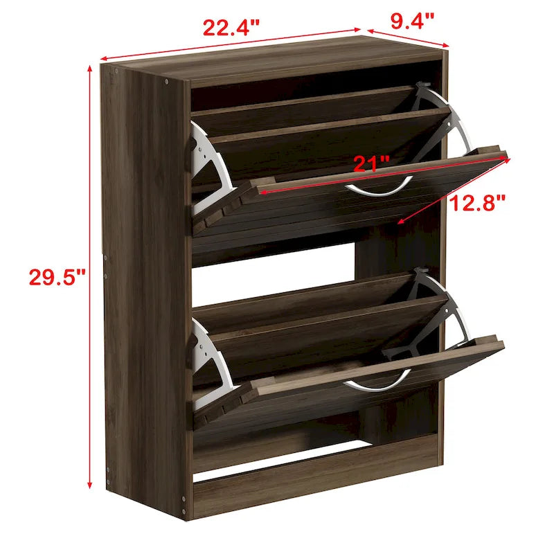 FUFU&GAGA 2 Tiers Shoe Rack Cabinet Shoe Cabinet Space-Saving