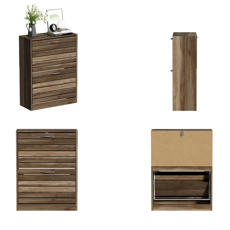 FUFU&GAGA 2 Tiers Shoe Rack Cabinet Shoe Cabinet Space-Saving