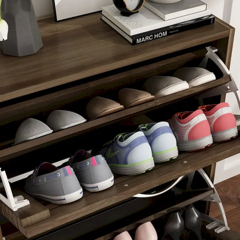 FUFU&GAGA 2 Tiers Shoe Rack Cabinet Shoe Cabinet Space-Saving