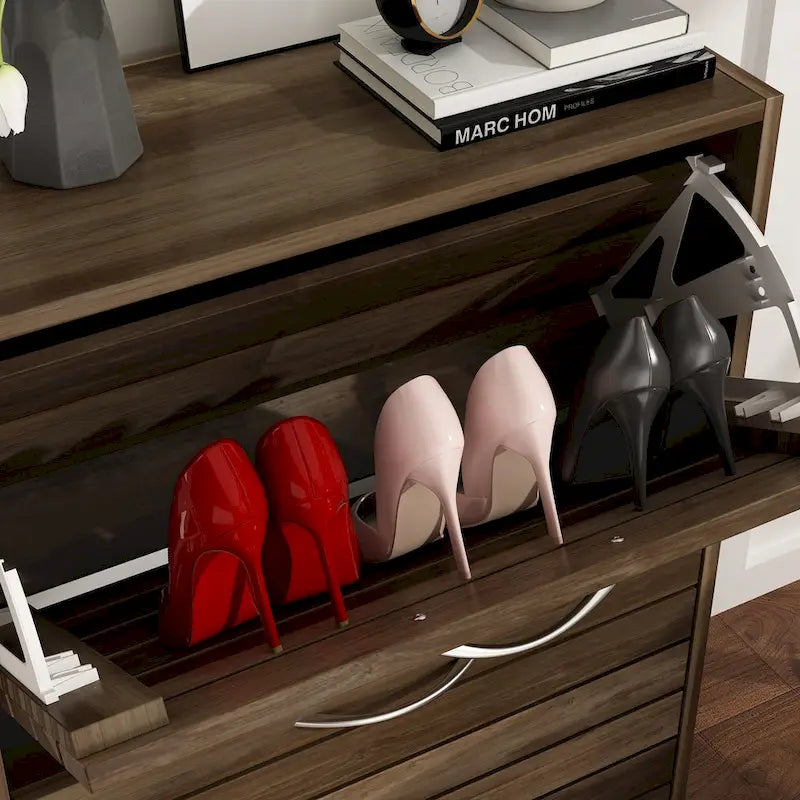 FUFU&GAGA 2 Tiers Shoe Rack Cabinet Shoe Cabinet Space-Saving