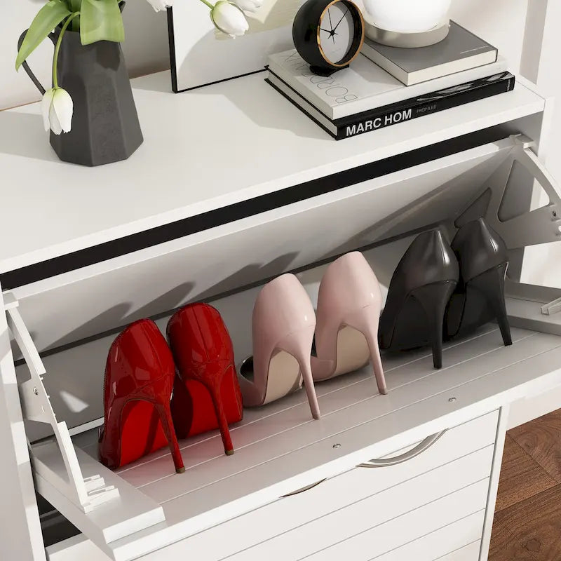 FUFU&GAGA 2 Tiers Shoe Rack Cabinet Shoe Cabinet Space-Saving