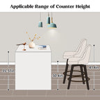 HOMYKA Tufted Swivel Bar Stool with Wood Grain Chair Legs Set of 2