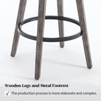 HOMYKA Tufted Swivel Bar Stool with Wood Grain Chair Legs Set of 2