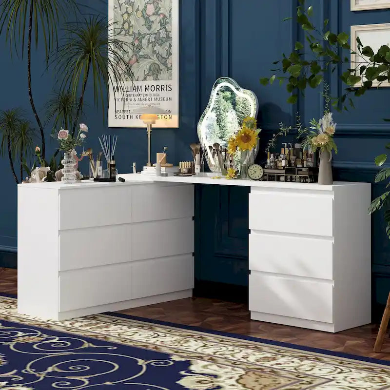 Transformative White Entertainment Center Home Desk Dresser Chest