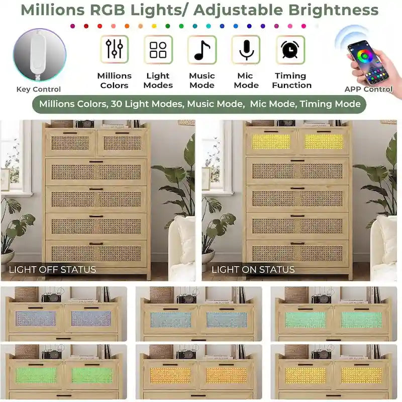 Rattan Dresser for Bedroom with Drawer Dressers & Chests of Drawers