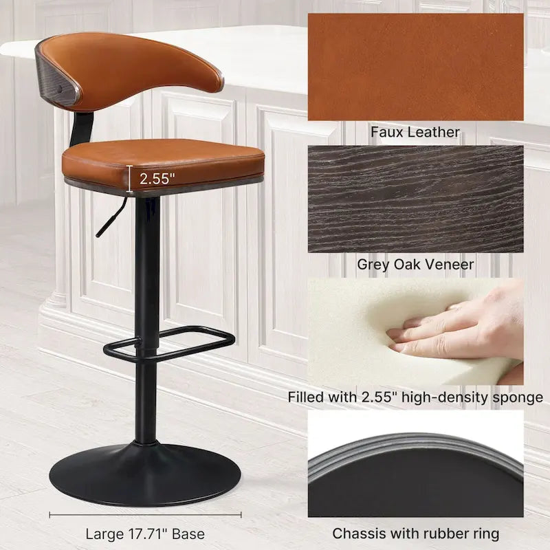 Art Leon Bentwood Swivel Adjustable Bar Stools