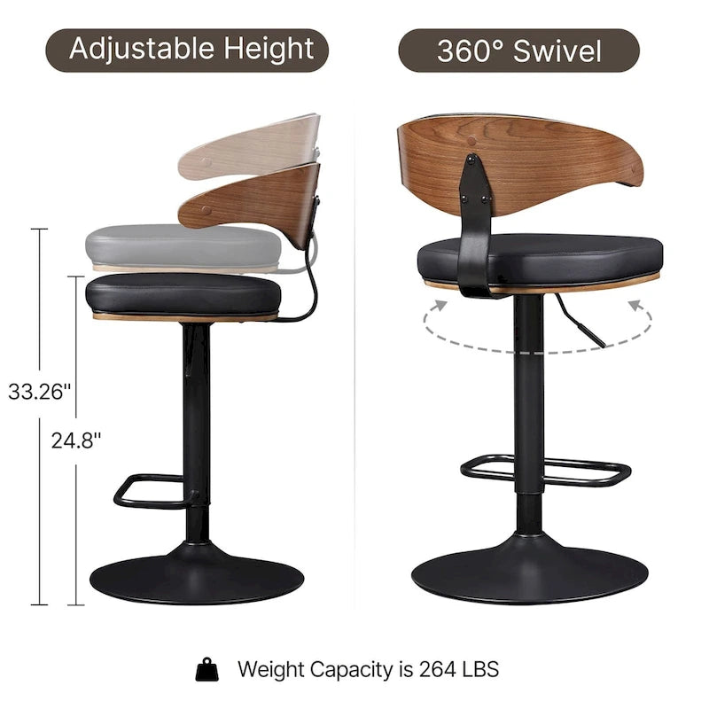 Art Leon Bentwood Swivel Adjustable Bar Stools