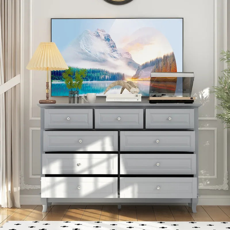 55.1W 9-Drawer Dresser: Spacious and Sleek Design Chest Lacquer