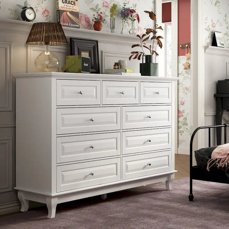 55.1W 9-Drawer Dresser: Spacious and Sleek Design Chest Lacquer
