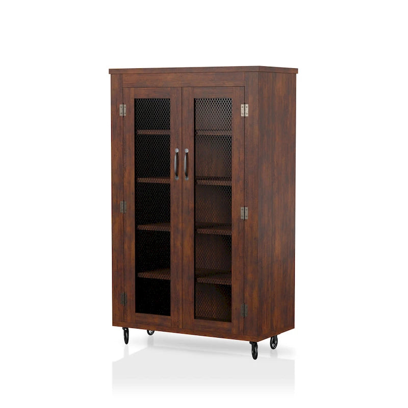 Layson Transitional Walnut 5-shelf Mobile Cabinet by Furniture of America