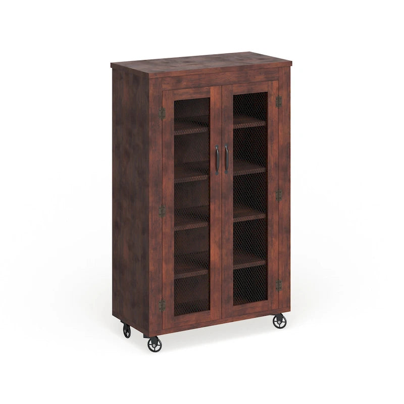 Layson Transitional Walnut 5-shelf Mobile Cabinet by Furniture of America