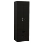 TUHOME Lisboa Armoire with Double Doors, 2 Drawers, and Hanging Rod