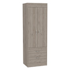 TUHOME Lisboa Armoire with Double Doors, 2 Drawers, and Hanging Rod