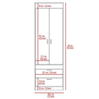 TUHOME Lisboa Armoire with Double Doors, 2 Drawers, and Hanging Rod
