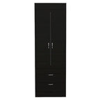 TUHOME Lisboa Armoire with Double Doors, 2 Drawers, and Hanging Rod
