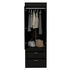 TUHOME Lisboa Armoire with Double Doors, 2 Drawers, and Hanging Rod