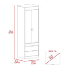 TUHOME Lisboa Armoire with Double Doors, 2 Drawers, and Hanging Rod