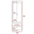 TUHOME Lisboa Armoire with Double Doors, 2 Drawers, and Hanging Rod