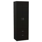 TUHOME Lisboa Armoire with Double Doors, 2 Drawers, and Hanging Rod