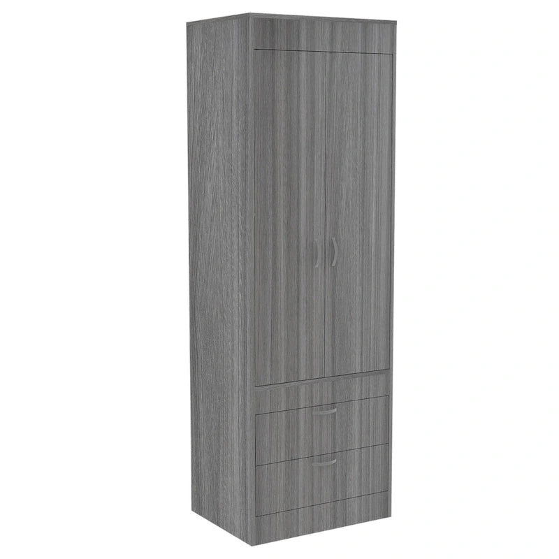 TUHOME Lisboa Armoire with Double Doors, 2 Drawers, and Hanging Rod