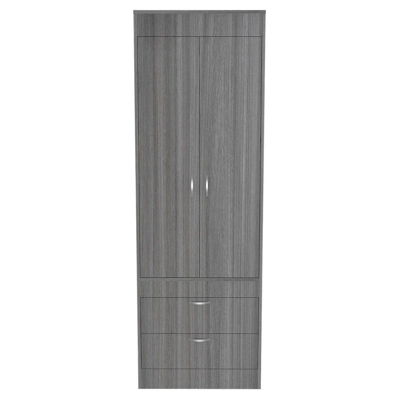 TUHOME Lisboa Armoire with Double Doors, 2 Drawers, and Hanging Rod