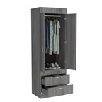 TUHOME Lisboa Armoire with Double Doors, 2 Drawers, and Hanging Rod