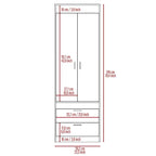 TUHOME Lisboa Armoire with Double Doors, 2 Drawers, and Hanging Rod