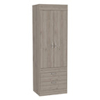 TUHOME Lisboa Armoire with Double Doors, 2 Drawers, and Hanging Rod
