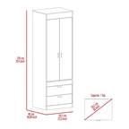 TUHOME Lisboa Armoire with Double Doors, 2 Drawers, and Hanging Rod