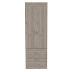 TUHOME Lisboa Armoire with Double Doors, 2 Drawers, and Hanging Rod